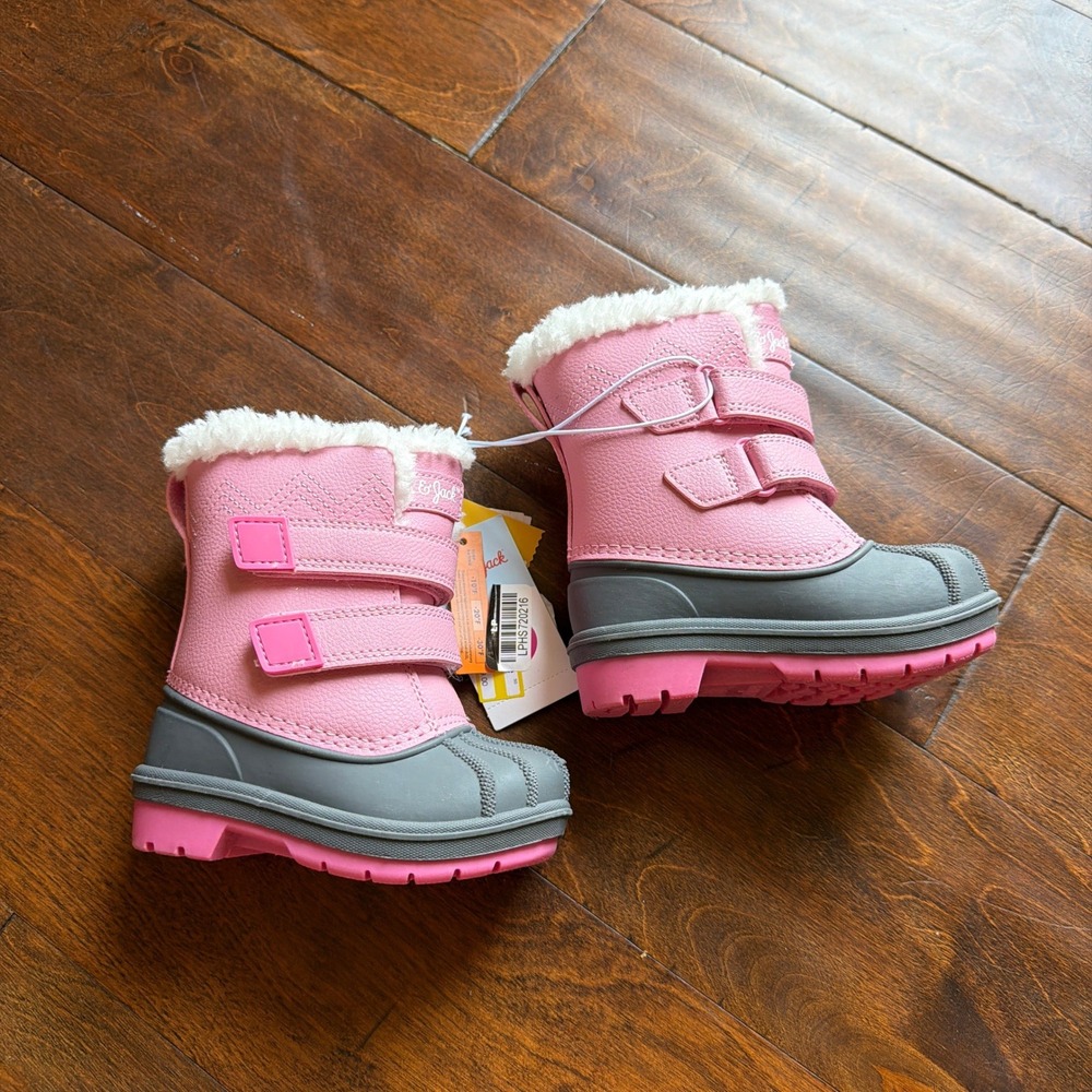 Cat & Jack Denver Pink Waterproof Snow Boots Faux Fur Trim Toddler Size 5 NEW